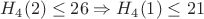 $H_4(2)\le26\Rightarrow H_4(1)\le21$