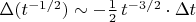 $\ \ \Delta(t^{-1/2})\sim-{1\over2}\,t^{-3/2}\cdot\Delta t$