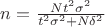 $n = \frac {Nt^2\sigma^2} {t^2\sigma^2 + N\delta^2}$