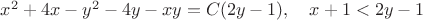 $x^2+4x-y^2-4y-xy=C(2y-1),\ \ \ x+1<2y-1$