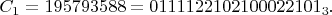 $C_1=195793588=0111122102100022101_3.$