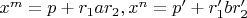 $x^m=p+r_1 a r_2, x^n=p'+r'_1 b r'_2$