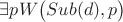 $\exists p W\big(Sub (d), p\big)$ $\exists p W\big(Sub (d), p\big)$