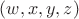 $(w,x,y,z)$