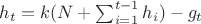 $h_t=k(N+\sum_{i=1}^{t-1} h_i)-g_t$ $h_t=k(N+\sum_{i=1}^{t-1} h_i)-g_t$