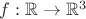 $f:\mathbb{R}\to\mathbb{R}^3$