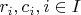$r_i, c_i, i\in I$