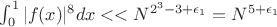 $\int _0^1 {|f(x)|^8}dx <<N^{2^3-3+\epsilon_1}=N^{5+\epsilon_1}$