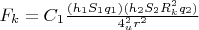 $F_k=C_1\frac{(h_1 S_1 q_1)(h_2 S_2 R_k^2 q_2)}{4\piR_u^2 r^2}$