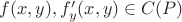 $ f(x,y),f'_y(x,y) \in C(P)$