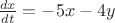 $\frac{dx}{dt} = -5x-4y$