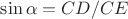 $\sin\alpha = CD/CE$