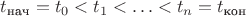 $t_\text{нач} = t_0 < t_1 < \ldots < t_n = t_\text{кон}$