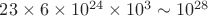 $23 \times 6 \times 10^{24}\times 10^3\sim 10^{28}$