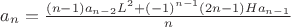 $a_n=\frac{(n-1)a_{n-2}L^2+(-1)^{n-1}(2n-1)Ha_{n-1}}{n}$