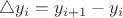 \triangle y_i = y_{i+1} - y_i$