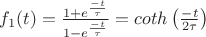 $f_1(t)=\frac{1+e^{\frac{-t}{\tau}}}{1-e^{\frac{-t}{\tau}}}=coth\left(\frac{-t}{2\tau}\right)$