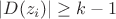 $$\left| D(z_i) \right| \ge k-1$$