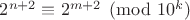 $2^{n+2} \equiv 2^{m+2} \pmod{10^k}$