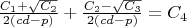 $\frac{C_1+\sqrt{C_2}}{2(cd-p)}+\frac{C_2-\sqrt{C_3}}{2(cd-p)}=C_4$
