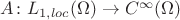 $A\colon L_{1, loc}(\Omega)\to C^\infty (\Omega) $