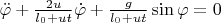 $\ddot\varphi+\frac{2u}{l_0+u t}\dot\varphi+\frac{g}{l_0+u t}\sin\varphi=0$