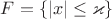 $F = \{ |x| \leq \varkappa \}$