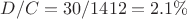 $D/C=30/1412=2.1\%$
