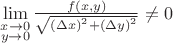 $\lim\limits_{\substack{x\to0\\y\to0}}\frac{f(x,y)}{\sqrt {{{\left( {\Delta x} \right)}^2} + {{\left( {\Delta y} \right)}^2}}}\ne 0$
