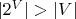 $\lvert 2^V\rvert>\lvert V\rvert$