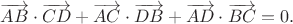 $\overrightarrow{AB}\cdot\overrightarrow{CD}+\overrightarrow{AC}\cdot\overrightarrow{DB}+\overrightarrow{AD}\cdot\overrightarrow{BC}=0.$