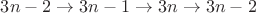 $3n-2\to 3n-1\to 3n\to 3n-2$