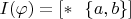 $I(\varphi) = [\ast~~\{a,b\}]$