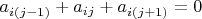 $a_{i(j-1)}+a_{ij}+a_{i(j+1)}= 0$