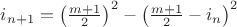 $i_{n+1}=\left(\frac{m+1}{2}\right)^2 -  \left(\frac{m+1}{2}-i_n\right)^2$