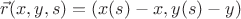 $\vec{r}(x,y,s)=(x(s)-x,y(s)-y)$