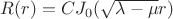 $R(r) = C J_0(\sqrt{\lambda - \mu} r)$