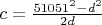 $c=\frac{51051^2-d^2}{2d}$