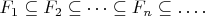 $$F_1 \subseteq  F_2 \subseteq  \dots \subseteq  F_n \subseteq  \dots .$$