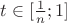 $t \in [\frac{1}{n};1]$