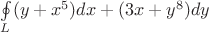 $\oint\limits_L(y+x^5)dx+(3x+y^8)dy$