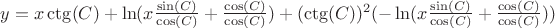 $y=x \ctg (C)+\ln(x \frac{\sin (C)}{\cos (C)}+\frac{\cos (C)}{\cos (C)})+(\ctg (C))^{2}(-\ln(x \frac{\sin (C)}{\cos (C)}+\frac{\cos (C)}{\cos (C)}))$