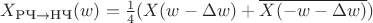 $X_{\text{РЧ}\to\text{НЧ}}(w)=\frac{1}{4}(X(w-\Delta w) + \overline{X(-w-\Delta w)})$