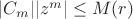 $ |C_m||z^m| \le M(r) $