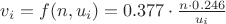 ${v}_{i}=f(n,{u}_{i})=0.377\cdot\frac{n\cdot0.246}{u_{i}}$