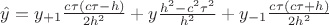 $\hat{y}=y_{+1}\frac{c\tau(c\tau-h)}{2h^{2}}+y\frac{h^{2}-c^{2}\tau^{2}}{h^{2}}+y_{-1}\frac{c\tau(c\tau+h)}{2h^{2}}$
