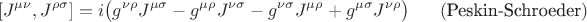 $$[J^{\mu\nu},J^{\rho\sigma}]=i\bigl(g^{\nu\rho}J^{\mu\sigma}-g^{\mu\rho}J^{\nu\sigma}-g^{\nu\sigma}J^{\mu\rho}+g^{\mu\sigma}J^{\nu\rho}\bigr)\eqno(\text{Peskin-Schroeder})$$