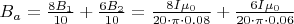 $B_a=\frac{8B_1}{10}+\frac{6B_2}{10}=\frac{8I\mu_0}{20\cdot\pi\cdot 0.08}+\frac{6I\mu_0}{20\cdot\pi\cdot 0.06}$