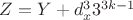 $Z =Y +d_x^3 3^{3k-1}$