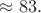 $\approx 83.$